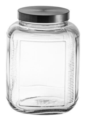 Vintage Square Jar With Stainless Steel Lid 1.4 Liters***18081217