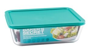 Baker'S Secret 2600 Ml Rectangular Glass Container With Lid