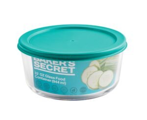 Baker'S Secret 944 Ml Round Glass Container With Lid