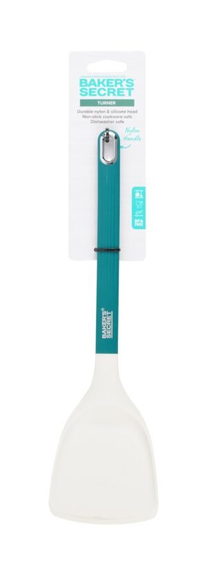 Wide White-Green Silicone Mat With Plastic Handle 35 Cm From Baker'S Secret