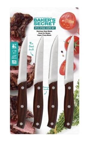 Set Of 4 Black Steak Knives 22 Cm From Baker'S Secret