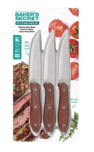 Set Of 4 Brown Steak Knives 22 Cm From Baker'S Secret