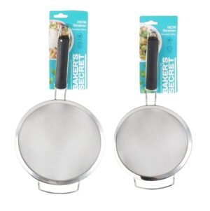 Stainless Steel Colander With Hanging Hook And Plastic Handle 20 Cm From Baker'S Secret