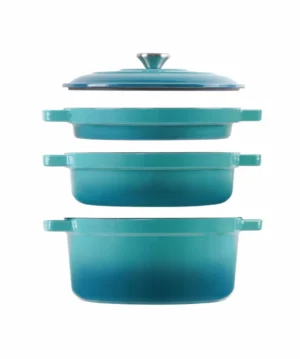 Set Of 3 Green Cooking Pots, Saucepan, Sauté Pan 26 Cm From Baker'S Secret