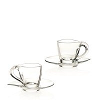 مجموعة من 2 فنجان قهوة وطبق تقديم - هابي