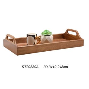 صينية خشبية مستطيلة 39.3×19.2 سم + مقابض