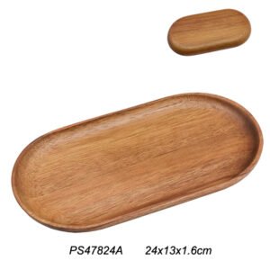 Oval Wooden Plate 24X13 Cm Acacia