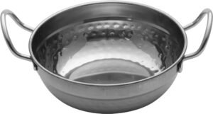 Deep Frying Pan, 2 Handles, Hammered Stainless Steel, 18X6 Cm***13602618