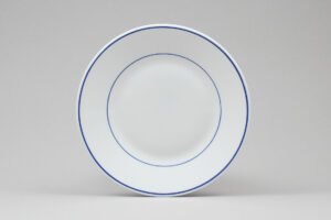 طبق 19 سم ألترا أبيض بشريط أزرق ***J9517